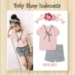 large Blouse Anak Import V Neck pink